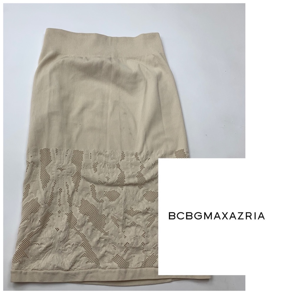 NWT BCBGeneration Beige Stretch Knit Lace Hem Pencil Skirt Size M/L